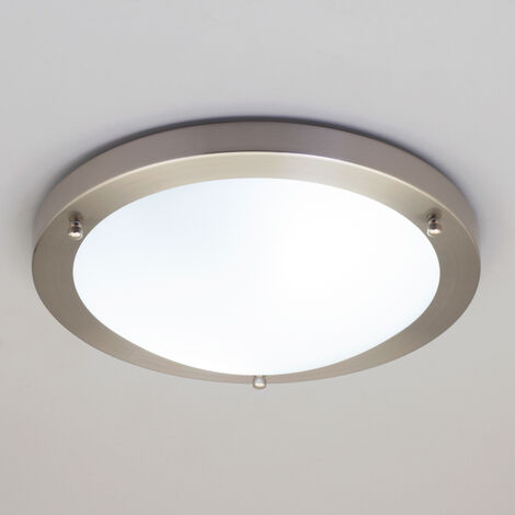 Litecraft Mari Ceiling Light Large Bathroom Flush IP44 Fitting - Satin Nickel