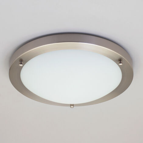 Litecraft Mari Ceiling Light Large Bathroom Flush IP44 Fitting - Satin Nickel