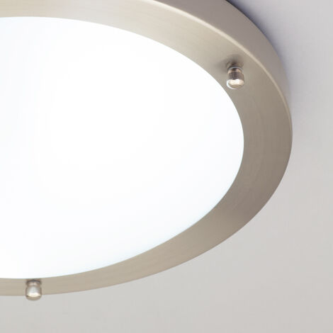 Litecraft Mari Ceiling Light Large Bathroom Flush IP44 Fitting - Satin Nickel
