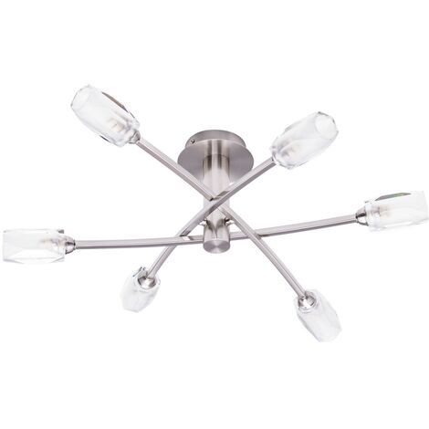 Dimmable 4-Light Track Lighting Kit - 35.6" Brushed Nickel Flush Mount Ceiling Fixture With Frosted Glass & Adjustable Arms