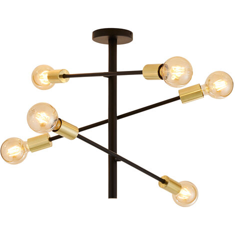 Litecraft Sparro Ceiling Light Semi Flush Industrial Style 6 Arm - Black (1/5)