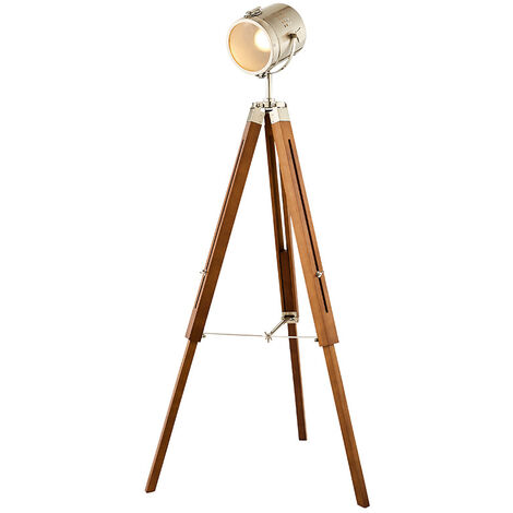 Litecraft Acton Floor Lamp Tripod Spotlight Styled E27 Base - Satin Nickel