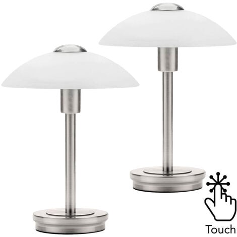 Litecraft Table Lamp Touch Base With Alabaster Shade In Satin Nickel - 2 Pack