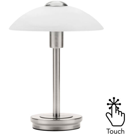 Litecraft Table Lamp Touch Base With Alabaster Shade In Satin Nickel - 2 Pack