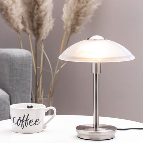 Litecraft Table Lamp Touch Base With Alabaster Shade In Satin Nickel - 2 Pack