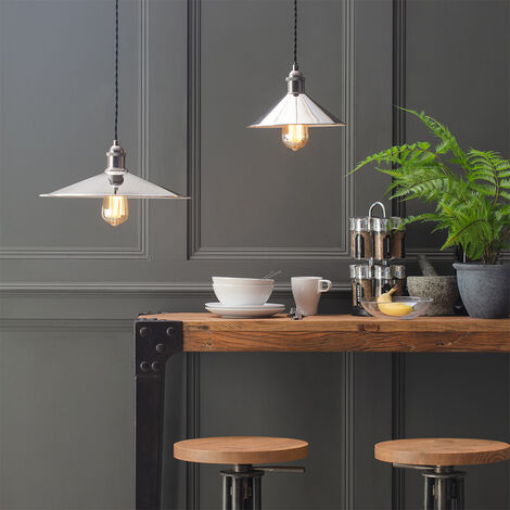 Litecraft Ciana Light Shade Wide Fisherman Easy Fit Lampshade - Polished Nickel