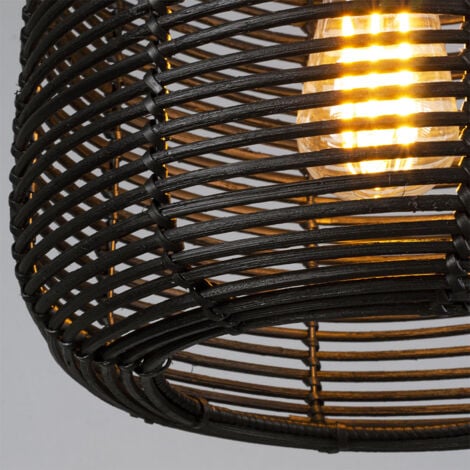 Litecraft Light Shade 28.5cm Easy Fit Rattan Ceiling Lampshade – Black