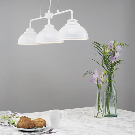 Litecraft Brooklyn Ceiling Pendant Industrial Style 3 Light Fitting - White