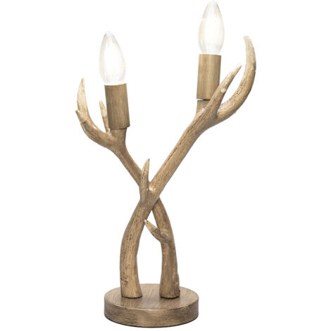 Litecraft Rein Table Lamp Antler Styled 2 Arm Base – Natural