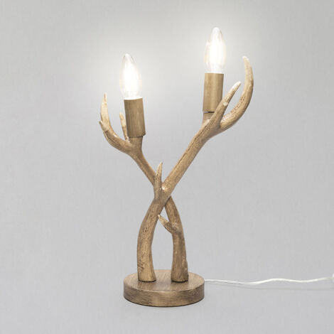 Litecraft Rein Table Lamp Antler Styled 2 Arm Base – Natural