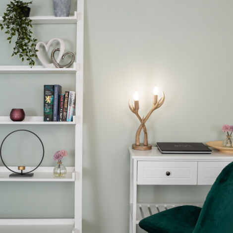 Litecraft Rein Table Lamp Antler Styled 2 Arm Base – Natural