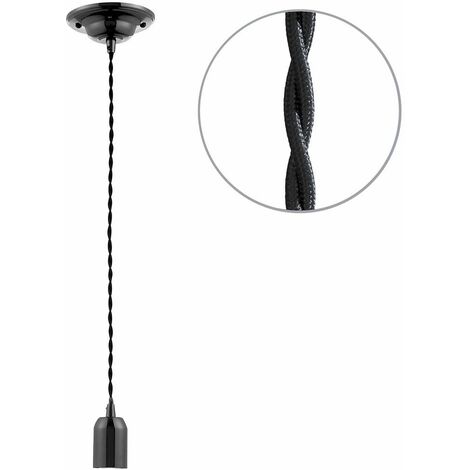 Litecraft Ceiling Pendant 1 Light Braided Cable Indoor Fitting - Black (1/5)