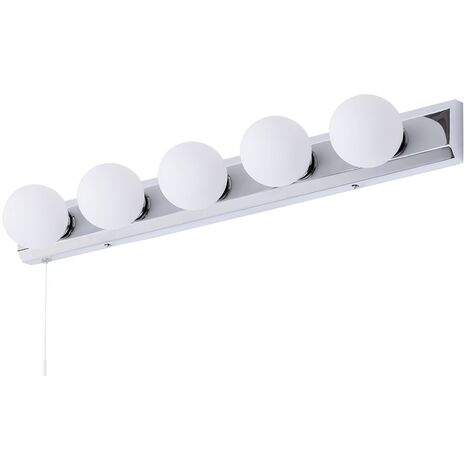 Litecraft Tasmieno Wall Light 5 Arm Hollywood Style Bathroom Fitting - Chrome