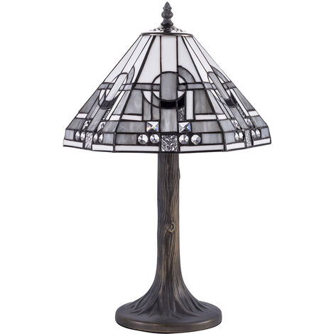 Tiffany by Tiff Table Lamp With 31cm Art Deco Shade - Antique Brass Litecraft