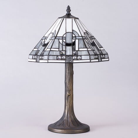 Tiffany by Tiff Table Lamp With 31cm Art Deco Shade - Antique Brass Litecraft