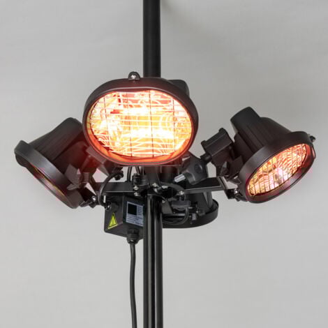 Litecraft Patio Heater 1800W Parasol 4 Lamp Outdoor Fitting - Black