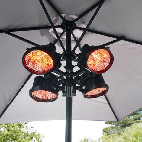 Litecraft Patio Heater 1800W Parasol 4 Lamp Outdoor Fitting - Black