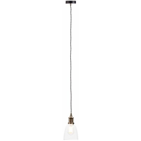 Litecraft Ceiling Pendant Industrial Style 1 Light With Glass Shades - Antique Brass (1/5)