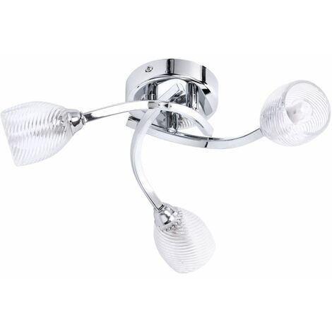 Litecraft Catri Ceiling Light Flush Bathroom IP44 Rated 3 Arm - Polished Chrome