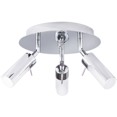 Litecraft Palma Spotlight Plate Bathroom 3 Arm With Frosted Glass Shade - Chrome (1/5)