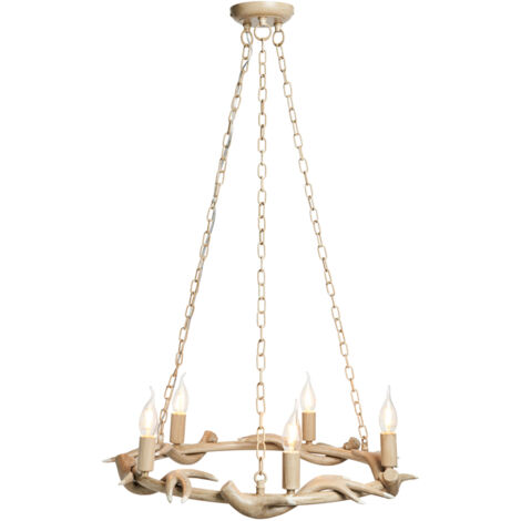 Litecraft Rein Chandelier Antler Cartwheel Ceiling 5 Light – Natural