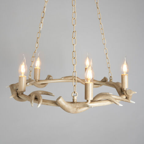 Litecraft Rein Chandelier Antler Cartwheel Ceiling 5 Light – Natural