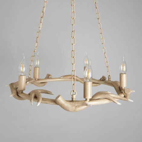 Litecraft Rein Chandelier Antler Cartwheel Ceiling 5 Light – Natural