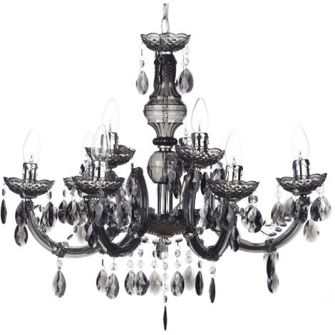 Litecraft Marie Therese Chandelier Ceiling Light Crystal Effect 9 Arm - Smoke