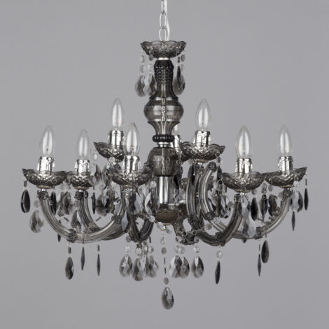 Litecraft Marie Therese Chandelier Ceiling Light Crystal Effect 9 Arm - Smoke