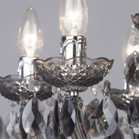 Litecraft Marie Therese Chandelier Ceiling Light Crystal Effect 9 Arm - Smoke