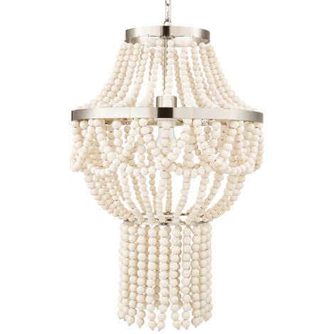 Litecraft Pilli Chandelier Ceiling 1 Light With Wooden Beaded Shade - Natural