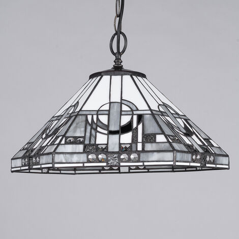 Tiffany by Tiff Ceiling Pendant 3 Light With Art Deco Shade - Brass Litecraft