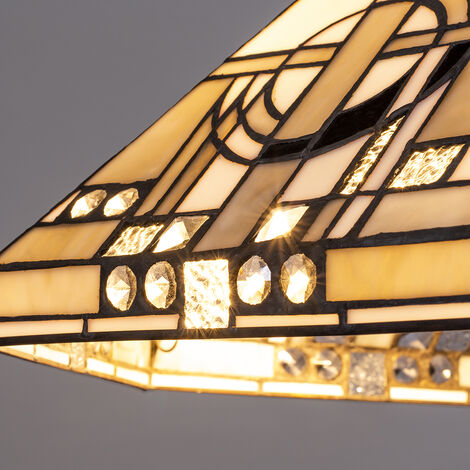 Tiffany by Tiff Ceiling Pendant 3 Light With Art Deco Shade - Brass Litecraft