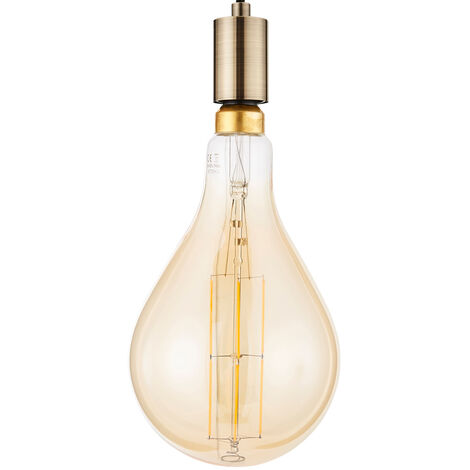 Litecraft Anton Ceiling Pendant 1 Light With Oversized E27 Bulb - Antique Brass (1/5)