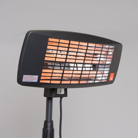 Litecraft Patio Heater Wall Mount Outdoor Fitting With 3 Power Settings - Black