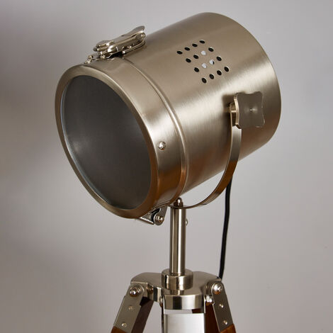Litecraft Holly Table Lamp Wooden Tripod Spotlight Base - Satin Nickel