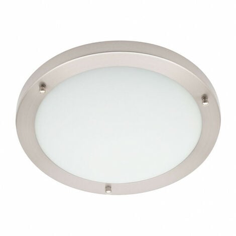 Litecraft Mari Ceiling Light Large Bathroom Flush IP44 Fitting - Satin Nickel