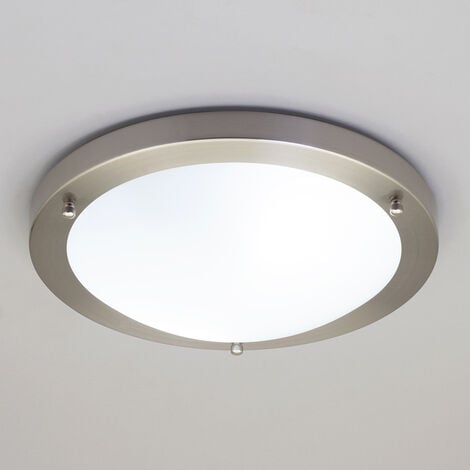 Litecraft Mari Ceiling Light Large Bathroom Flush IP44 Fitting - Satin Nickel