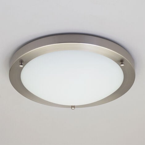 Litecraft Mari Ceiling Light Large Bathroom Flush IP44 Fitting - Satin Nickel