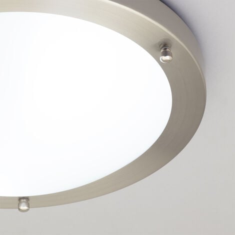 Litecraft Mari Ceiling Light Large Bathroom Flush IP44 Fitting - Satin Nickel