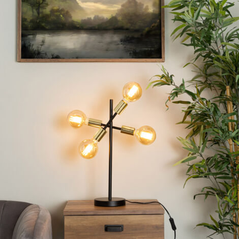 Litecraft Sparro Table Lamp 4 Arm Industrial Styled Base - Black