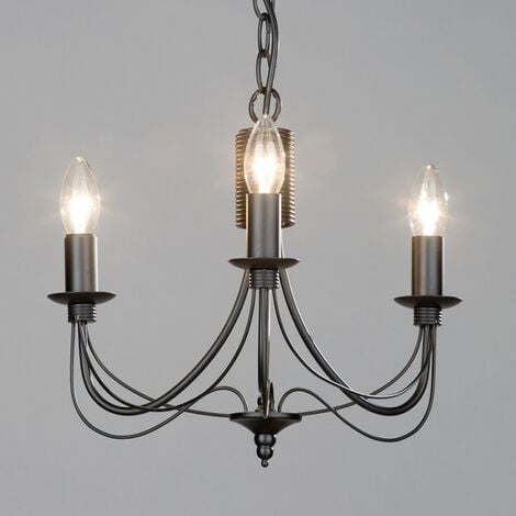 Litecraft Somerset Chandelier Traditional Styled Ceiling 3 Light - Black