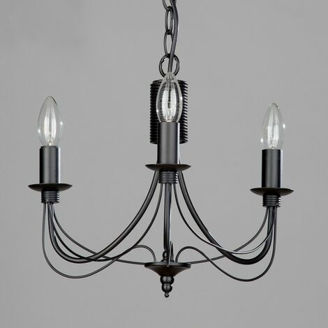 Litecraft Somerset Chandelier Traditional Styled Ceiling 3 Light - Black