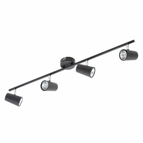 Litecraft Chobham Spotlight Straight Bar Adjustable GU10 Ceiling 4 Light - Black