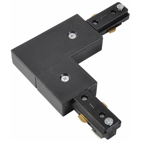 Litecraft L Shaped Connector for Single Circuit Mains Track – Black (1/2)