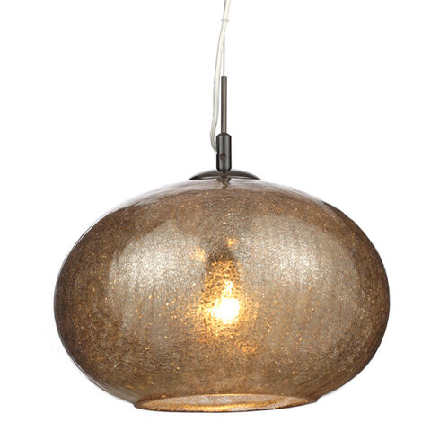 Litecraft Ceiling Pendant 1 Light With Smoke Tint Glass Shade - Black Chrome