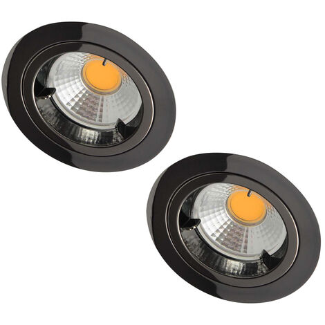 Litecraft Recessed Downlight Fire Rated Fixed Spotlight in Black Chrome - 2 Pack (1/5)