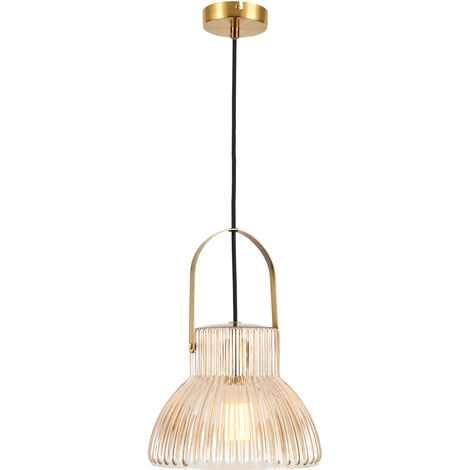 Visconte Sala Ceiling Pendant 1 Light With Champagne Tinted Glass Shade - Brass
