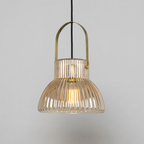 Visconte Sala Ceiling Pendant 1 Light With Champagne Tinted Glass Shade - Brass