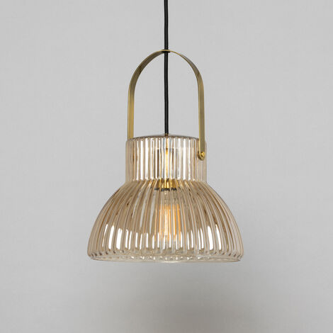 Visconte Sala Ceiling Pendant 1 Light With Champagne Tinted Glass Shade - Brass